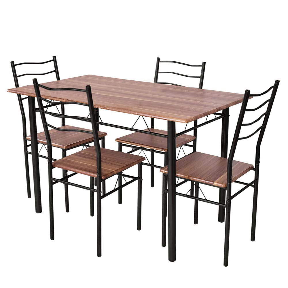 Metal frame dining table with 4 chairs