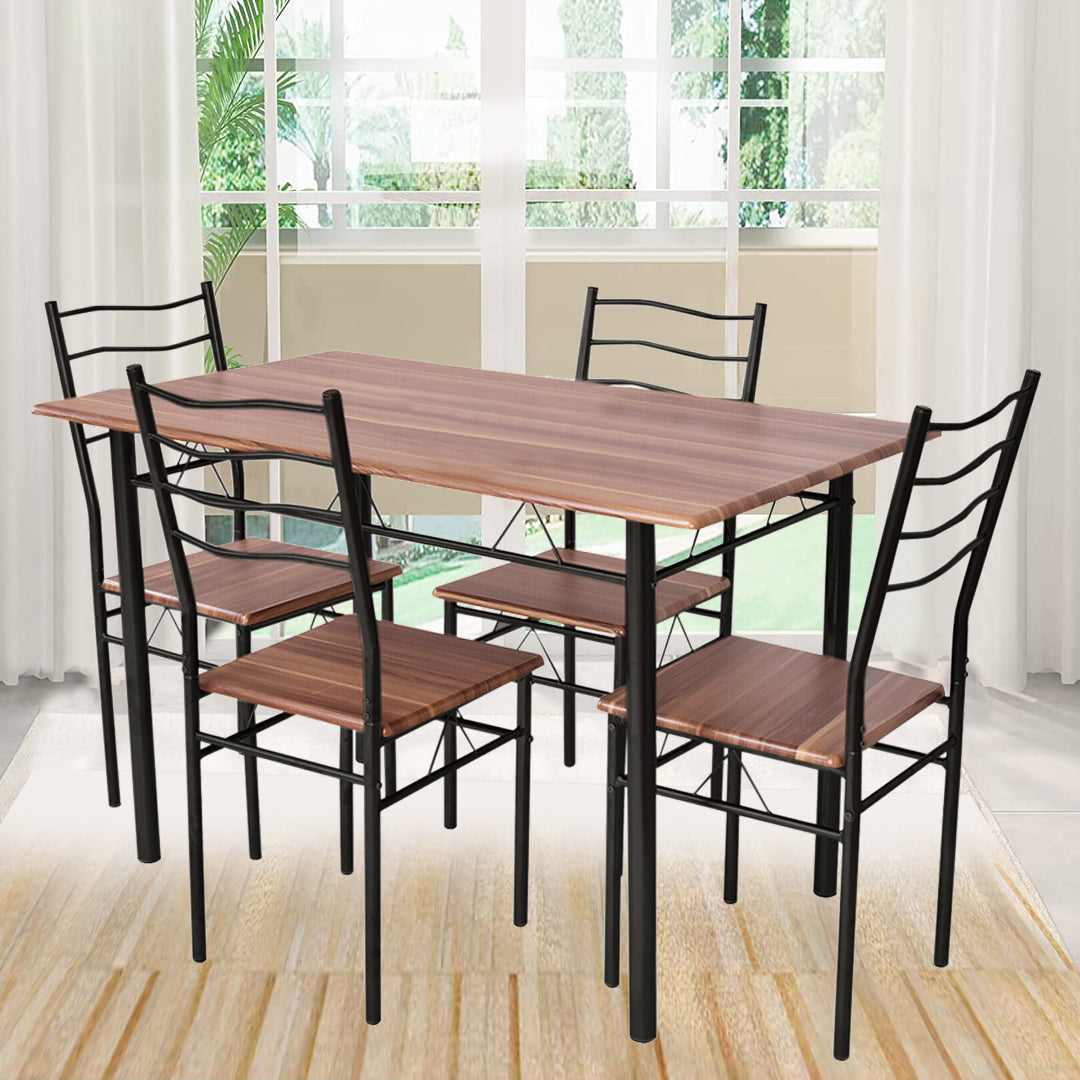 Metal frame dining table with 4 chairs